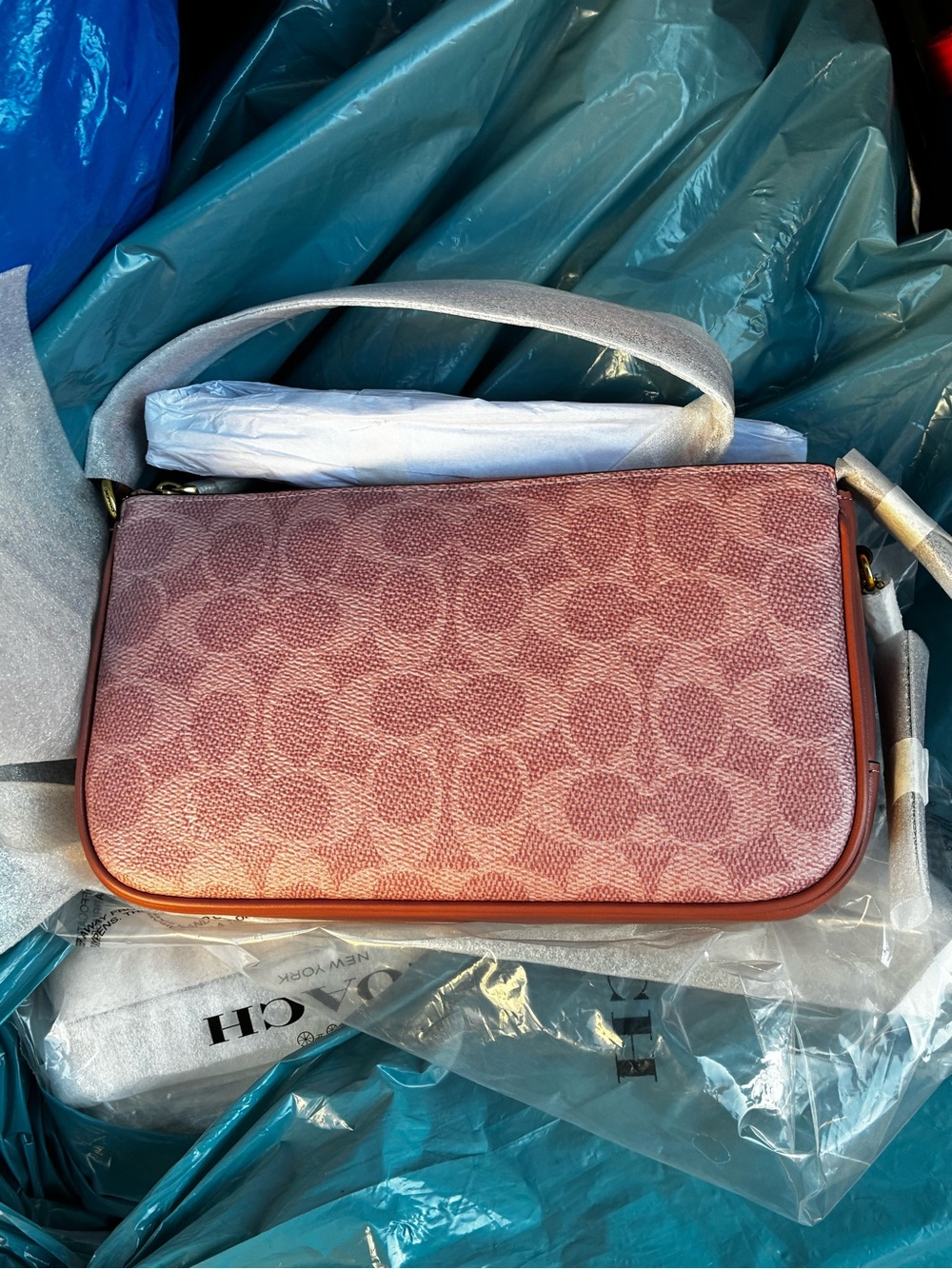 NWT Coach Plaza Bag Signature Canvas Melon Pink CCC42 Wristlet | Shoulder - Picture 13 of 13